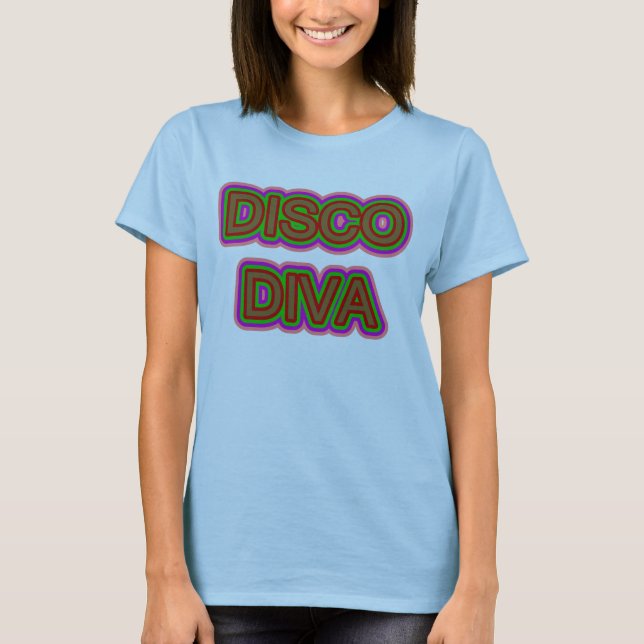 T-shirt Diva rougeoyante de disco de rétros années '70 (Devant)