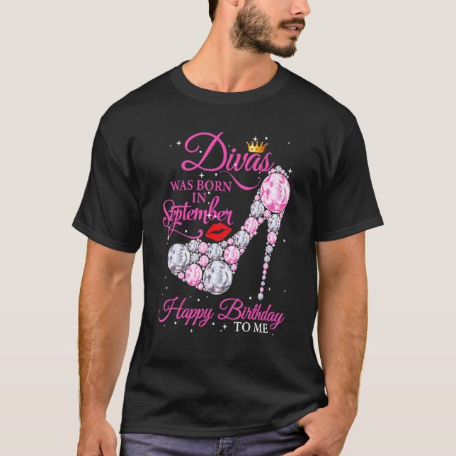 T-shirt Divas Sont Nés En Septembre Joyeux Anniversaire Po (Devant)