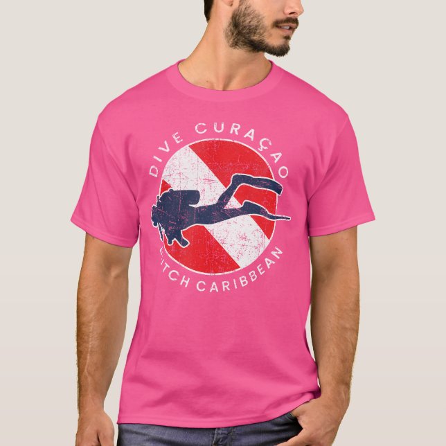 T-shirt Dive Curaçao Diver Diver Diver Drapeau (Devant)