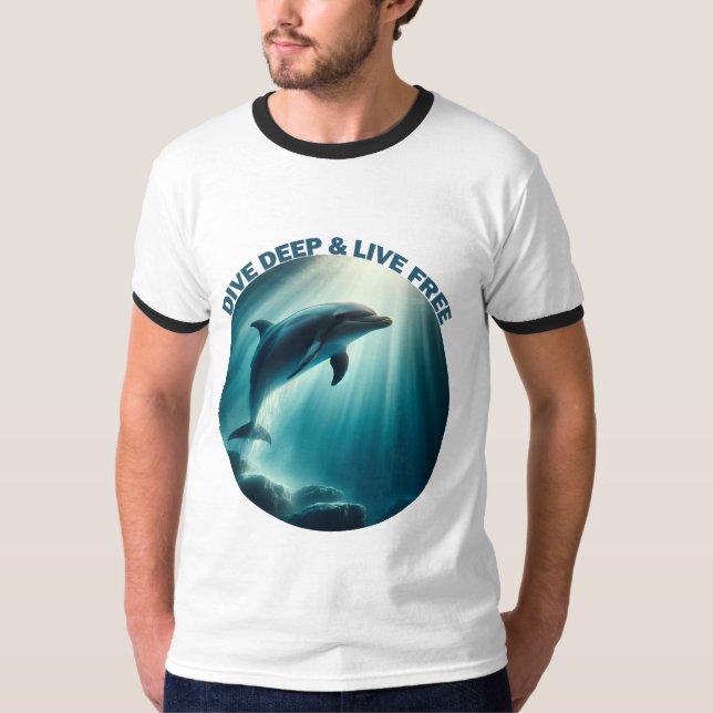 T-shirt Dive Deep Live Dolphin gratuit (Devant)