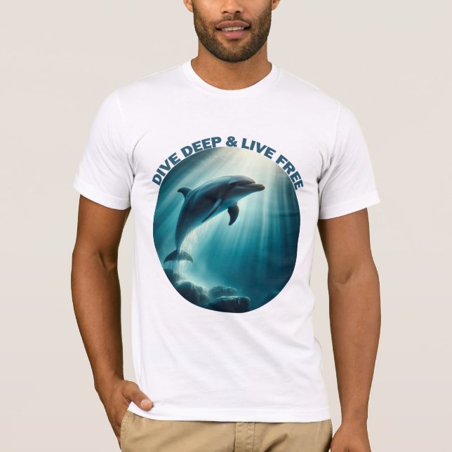 T-shirt Dive Deep Live Dolphin gratuit (Devant)