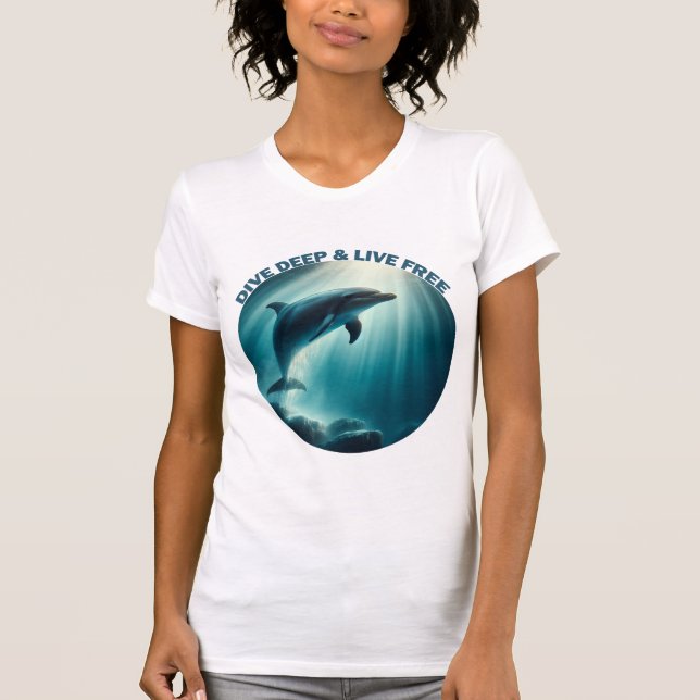 T-shirt Dive Deep Live Dolphin gratuit (Devant)