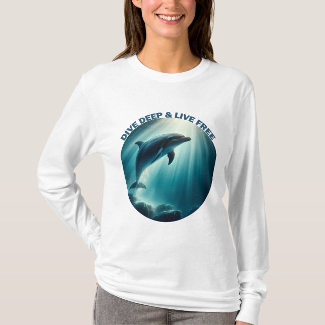 T-shirt Dive Deep Live Dolphin gratuit (Devant)