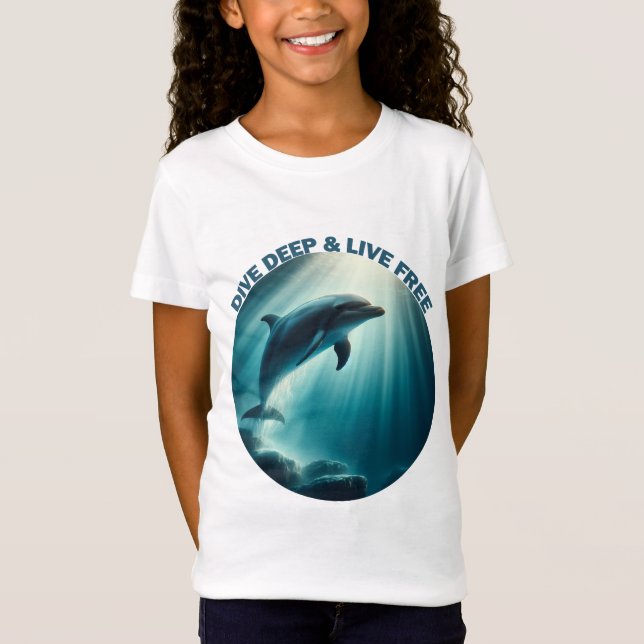 T-Shirt Dive Deep Live Dolphin gratuit (Devant)