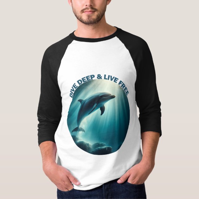 T-shirt Dive Deep Live Dolphin gratuit (Devant)