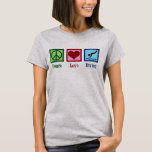T-shirt Dive Team Peace Love Diving<br><div class="desc">Peace Love Diving. Un cadeau de Noël pour une équipe de plongée avec un signe de paix,  un coeur et un plongeur professionnel.</div>
