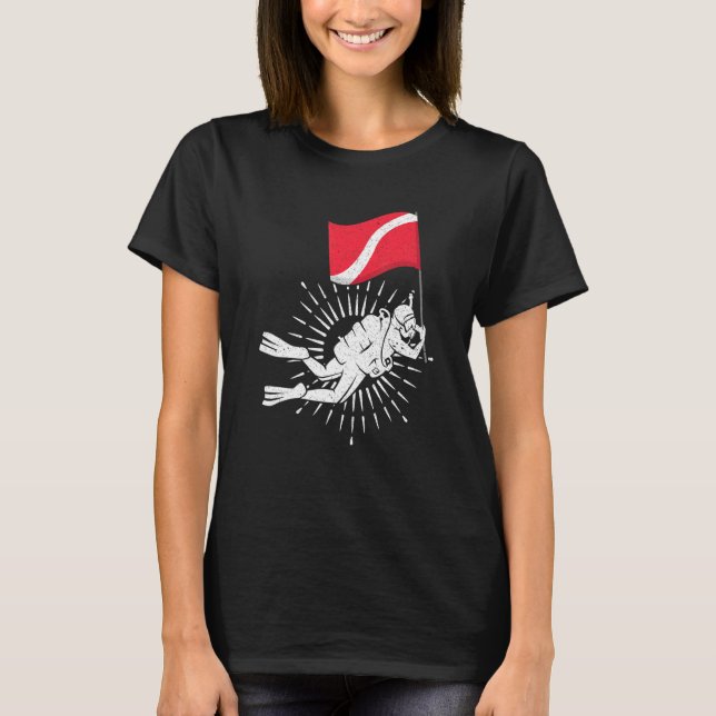 T-shirt Diver de plongée Drapeau Océan Natation sous-marin (Devant)
