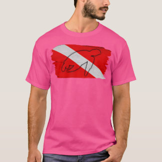 T-shirt Diver Diver Diver Tortue de mer Drapeau de plongée