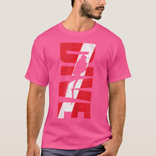 T-shirt Diver Down Dive Drapeau Ombre nage Plongée sous-ma (Devant)