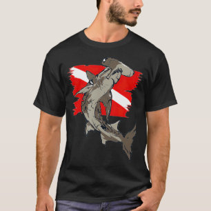 T-shirt Diver Drapeau Hammerhead Requin Plongée sous-mari