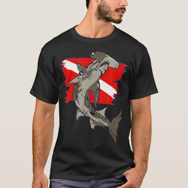 T-shirt Diver Drapeau Hammerhead Requin Plongée sous-marin (Devant)