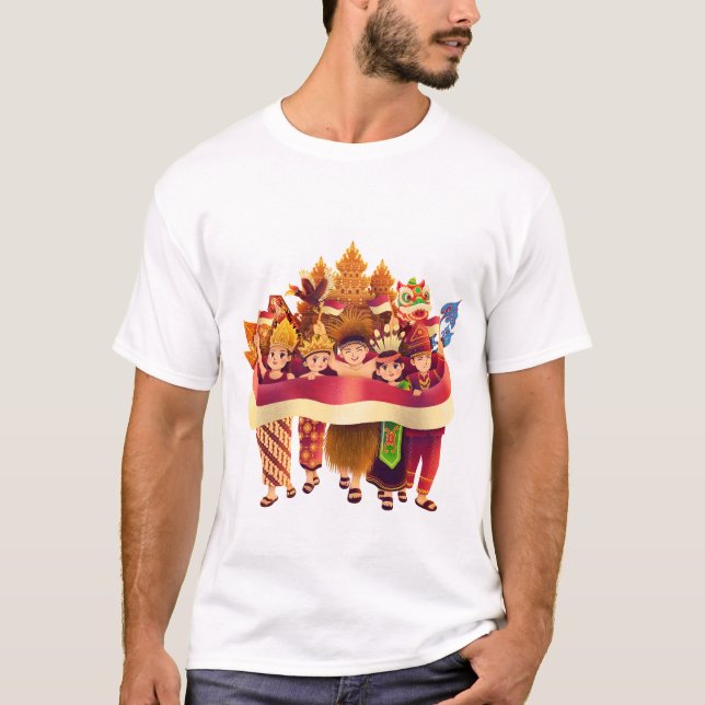 T-shirt Divers peuple indonésien célébrant l'unité (Devant)