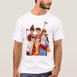 T-shirt Divers peuple indonésien prenant un selfie en trad