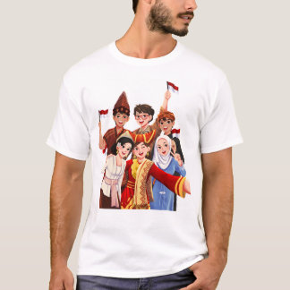 T-shirt Divers peuple indonésien prenant un selfie en trad