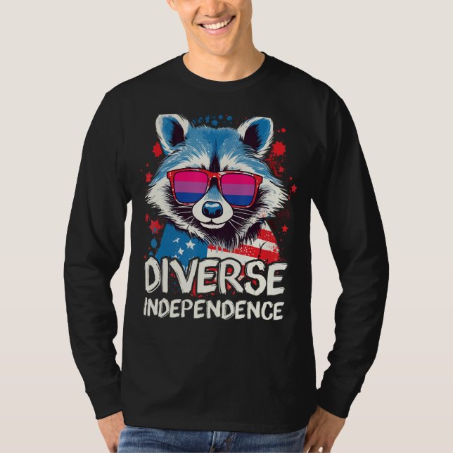T-shirt Diverse Independence Raccoon Bisexual Sunglasses F (Devant)