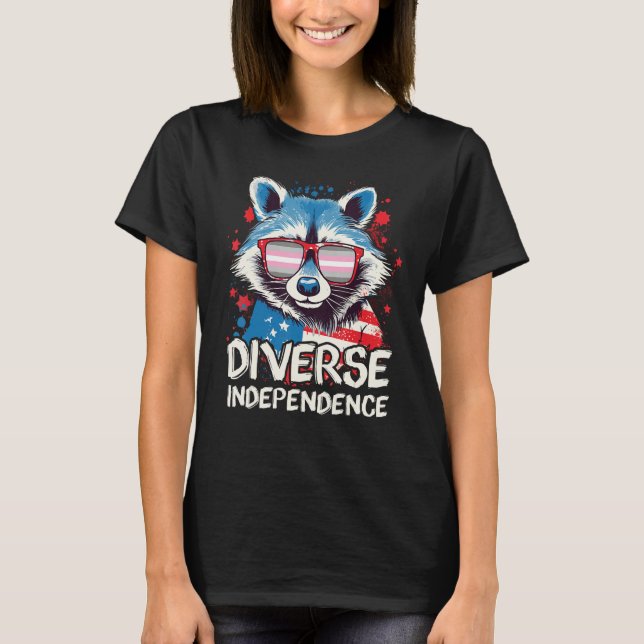 T-shirt Diverse Independence  Raccoon Demigirl Sunglasses  (Devant)