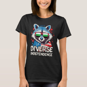 T-shirt Diverse Independence Raccoon Neutrois Lunettes de 