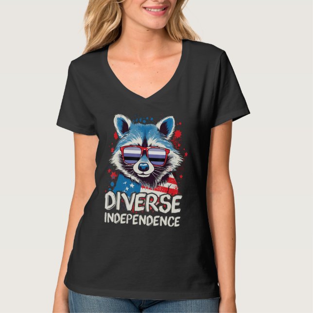 T-shirt Diverse Independence Raccoon Perifluid Sunglasses  (Devant)