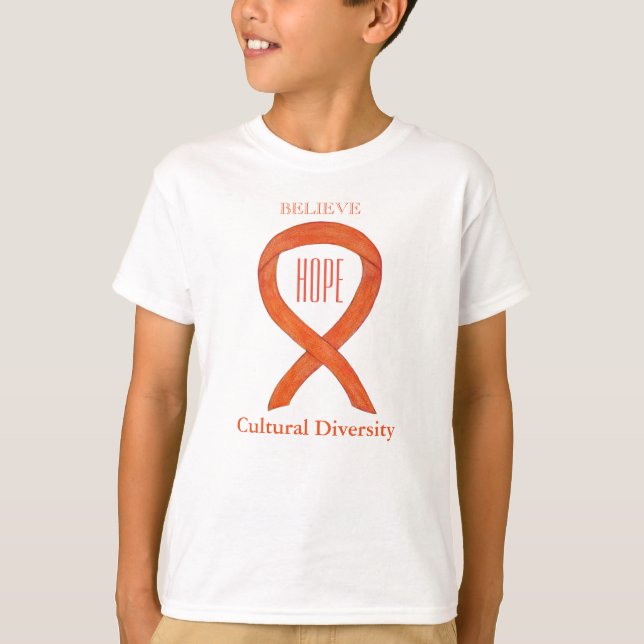 T-shirt Diversité culturelle Orange Sensibilisation Ribbon (Devant)