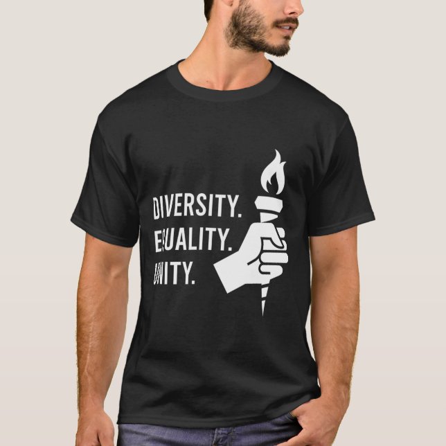 T-shirt Diversité. Égalité. Unité. Une féministe (Devant)