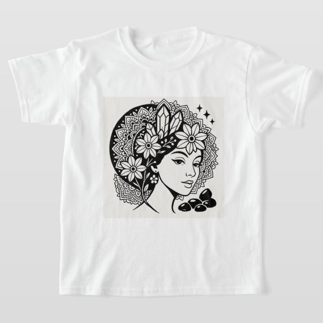 T-shirt Divine Feminine Mandala Art Floral Crystal Goddess (Poser)