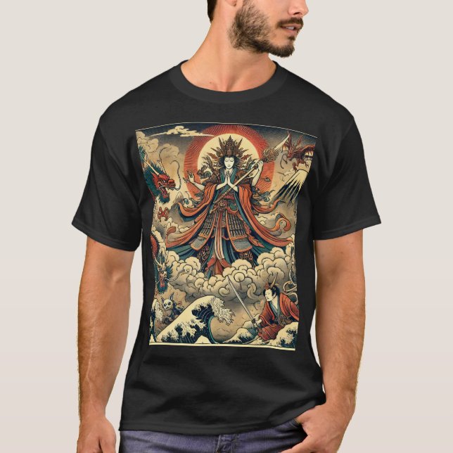 T-shirt Divine Goddess & Dragons - Ukiyo-e Myth (Devant)