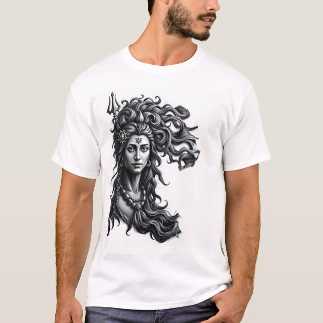 T-shirt Divine : Shiva Charcoal Art (Devant)