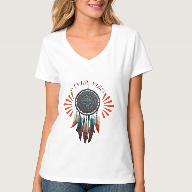 T-Shirt "Divine Vibes" - Design Boho Dreamcatcher (Devant)
