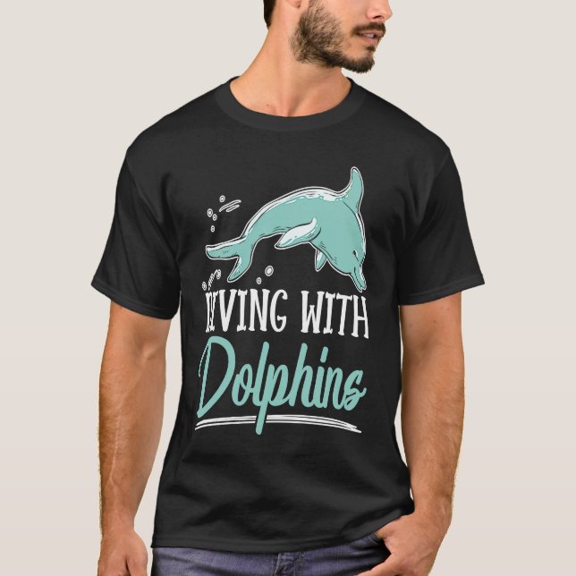 T-shirt Diving With Dolphins Marine Biology Underwater Ani (Devant)