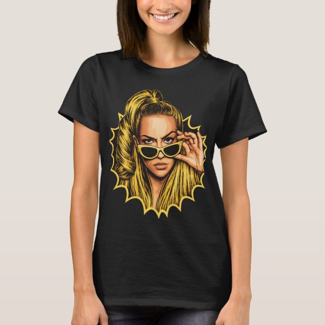 T-shirt Divinité Pop-Art Dorée – Style Comic Rétro (Devant)