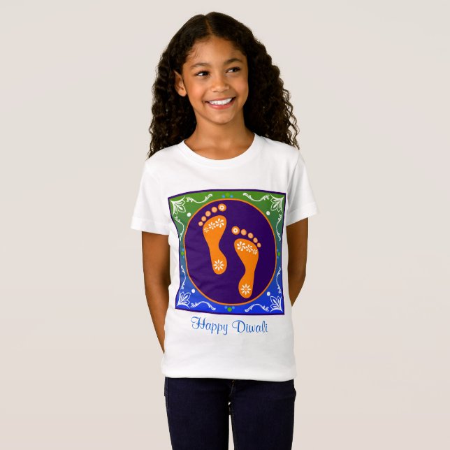T-Shirt Diwali Rangoli Coloré Avec Empreinte (Devant entier)