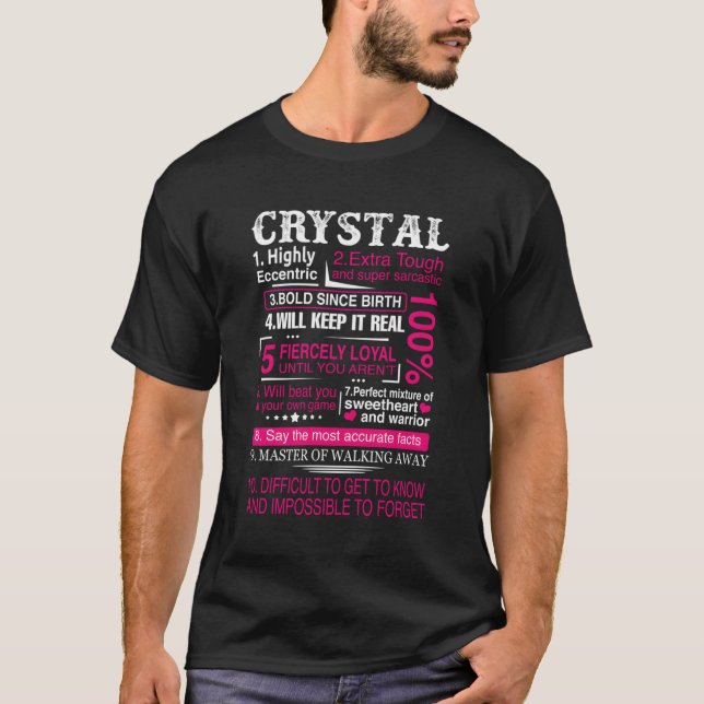T-shirt Dix faits sur Crystal prénom (Devant)