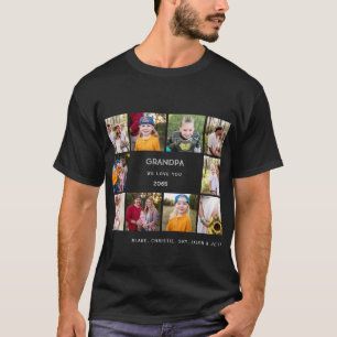T-shirt Dix Photo Collage Grand-Père Nous Vous Aimons Ordi