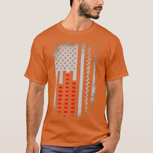 T-shirt DJ American Flag Audio Engineer Disque Jockey Love (Devant)