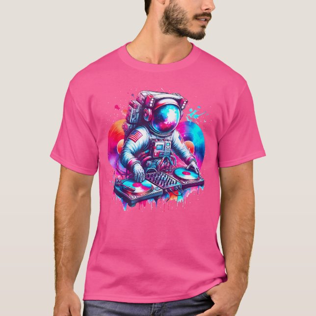 T-shirt Dj Astronaut Edm Music Djing Spaceman Psytrance Te (Devant)