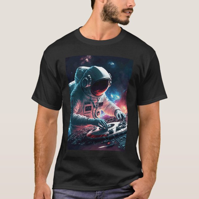 T-shirt DJ Astronaut Turntable in Space Graphic for Men an (Devant)