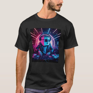 T-shirt Dj Avec Tête De Cube À La Fête Colorée Oa Eclectic