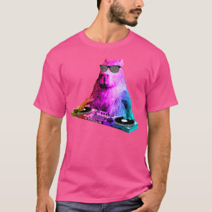 T-shirt Dj Capybara Arc-en-Ciel Musique House Drôle