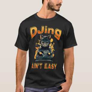 T-shirt DJ Cat DJing Hip Pop Music Kitty Techno Casques
