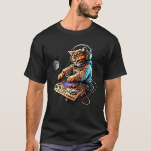 T-shirt DJ Cat, joli chat de l'espace Disc Jockey Chat en 