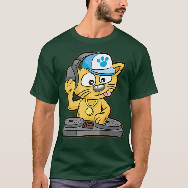 T-shirt DJ Cat Kitty scrattable Scratcher Cadeau (Devant)