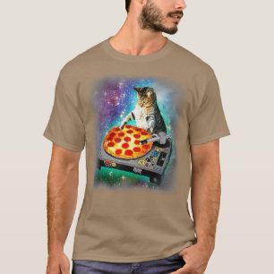 T-shirt DJ Cat mange de la pizza dans la galaxie