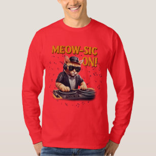 T-shirt DJ Cat Tee Chat Jouer une chemise de guitare Drô