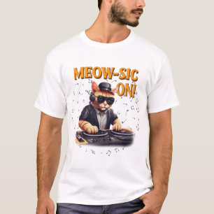 T-shirt DJ Cat Tee Chat Jouer une chemise de guitare Drô