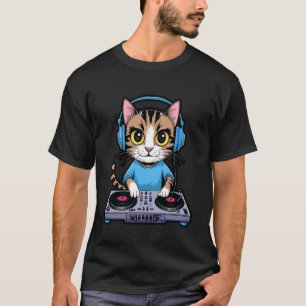T-Shirt DJ Chat Arc-en-Ciel Maison Musique Tee Kit