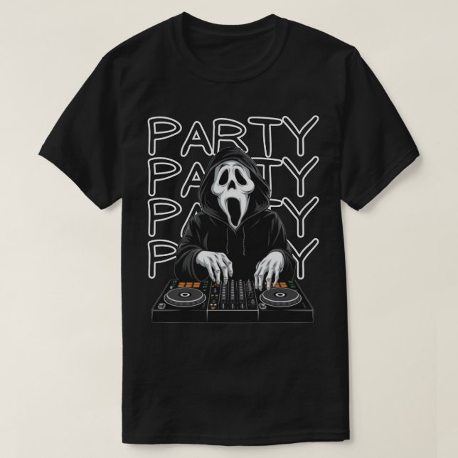 T-shirt DJ de fête effrayant (Design devant)