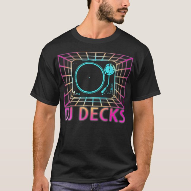T-shirt DJ Decks Retro EDM Rave Cadeau (Devant)