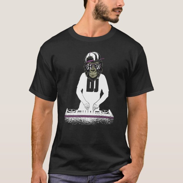 T-shirt DJ Disk Jockey Monkey 1 (Devant)