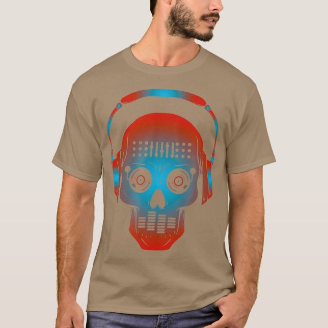 T-shirt DJ Disque Jockey Design crâne pour les mélangeurs  (Devant)