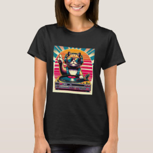 T-shirt DJ DJ Cat Groove Disco Sound Tech Headphone Mus